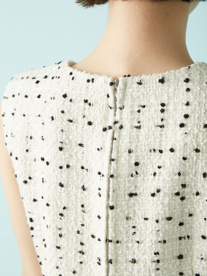 L.B CANDY STOCK]ツイードビジューAラインミニワンピース(ミニ