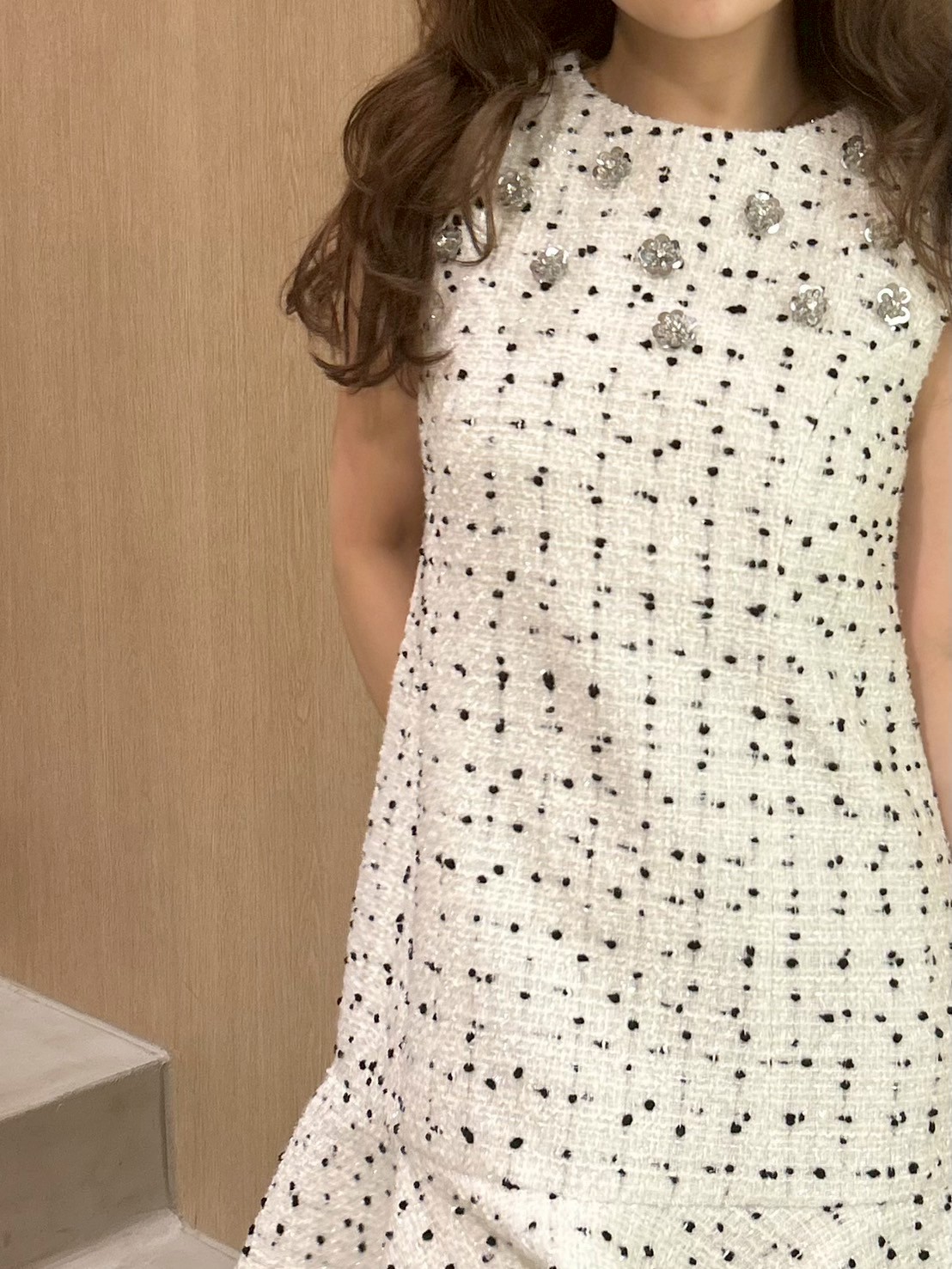 L.B CANDY STOCK]ツイードビジューAラインミニワンピース(ミニ