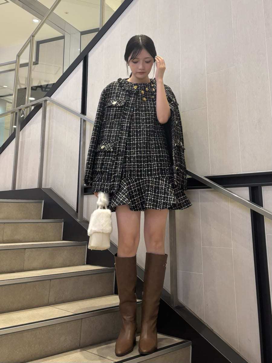 L.B CANDY STOCK]ツイードビジューAラインミニワンピース(ミニ