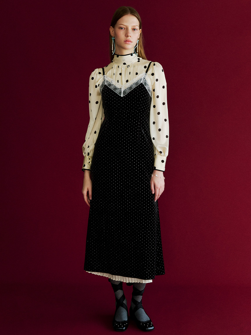 【Lilybrown】ANAYI ボウタイプリーツワンピース 36 LILY BROWN（リリーブラウン）の「プリントボウタイプリーツワンピース