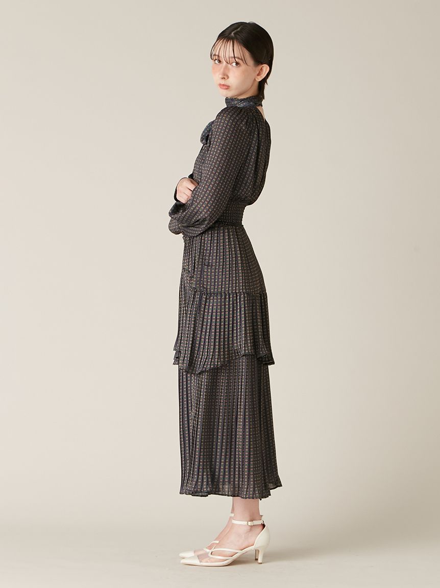 2wayボウタイプリーツワンピース(マキシ・ロングワンピース