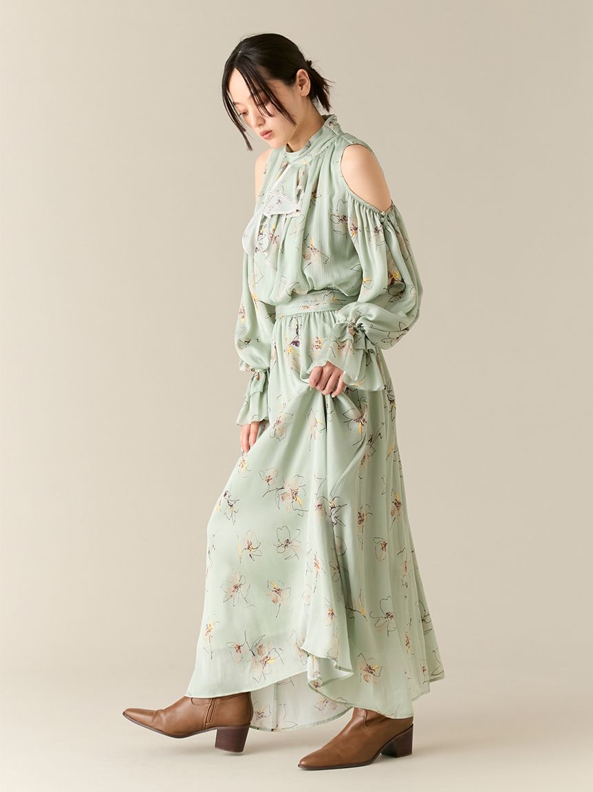 ショルダーオープンワンピース(マキシ・ロングワンピース)｜ワンピース