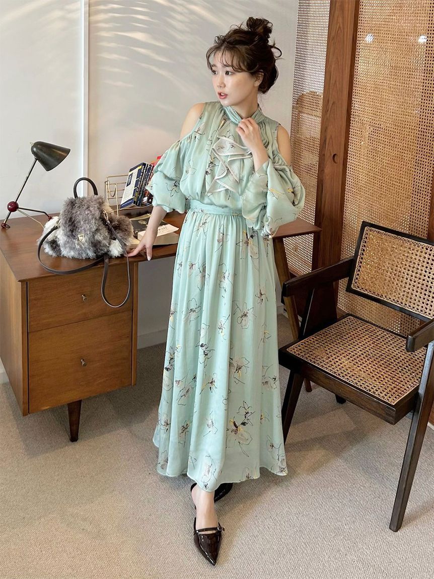 ショルダーオープンワンピース(マキシ・ロングワンピース)｜ワンピース