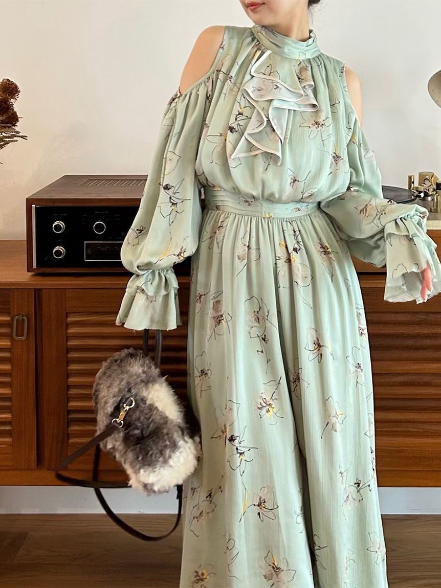 ショルダーオープンワンピース(マキシ・ロングワンピース)｜ワンピース