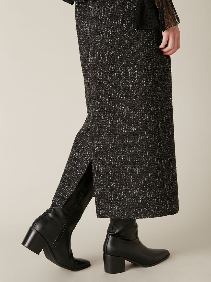 ダブル釦ツイードペプラムワンピース(マキシ・ロングワンピース