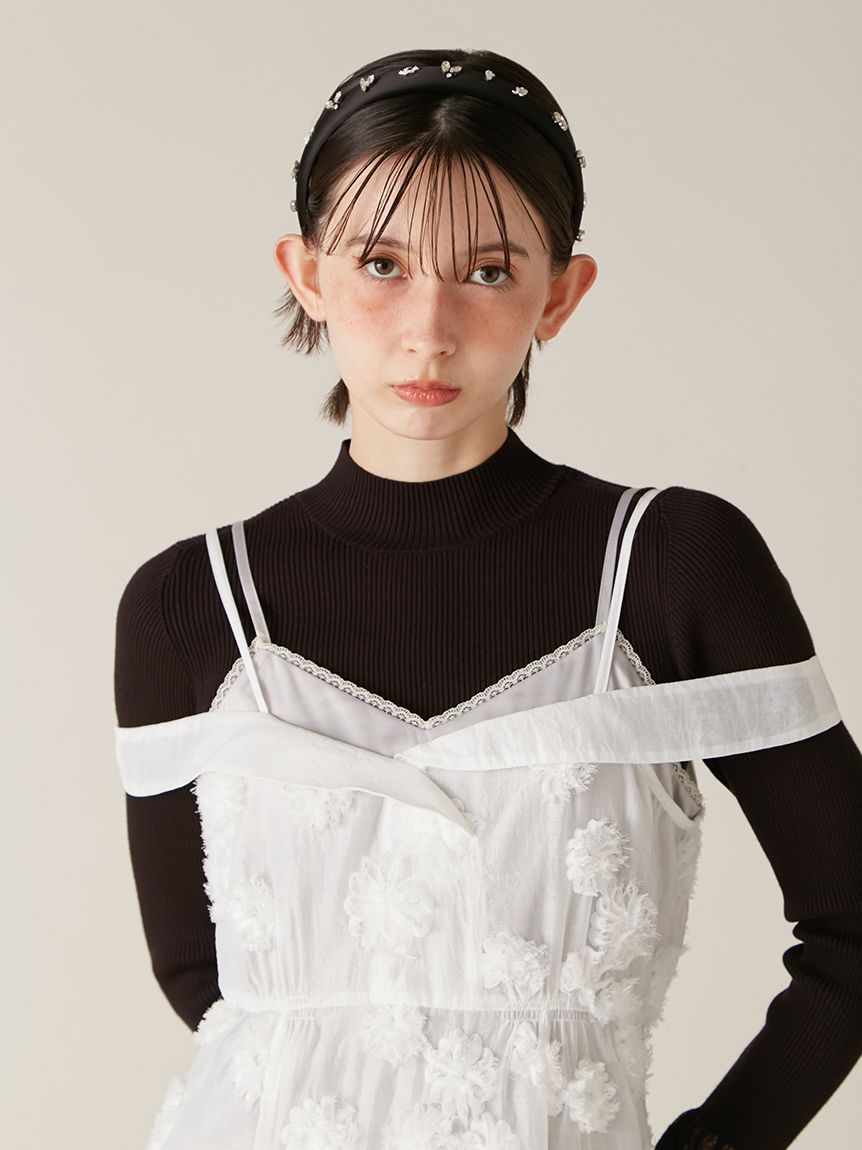 フリンジフラワーレイヤードキャミワンピース(マキシ・ロング