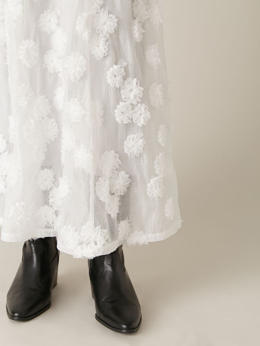 フリンジフラワーレイヤードキャミワンピース(マキシ・ロング