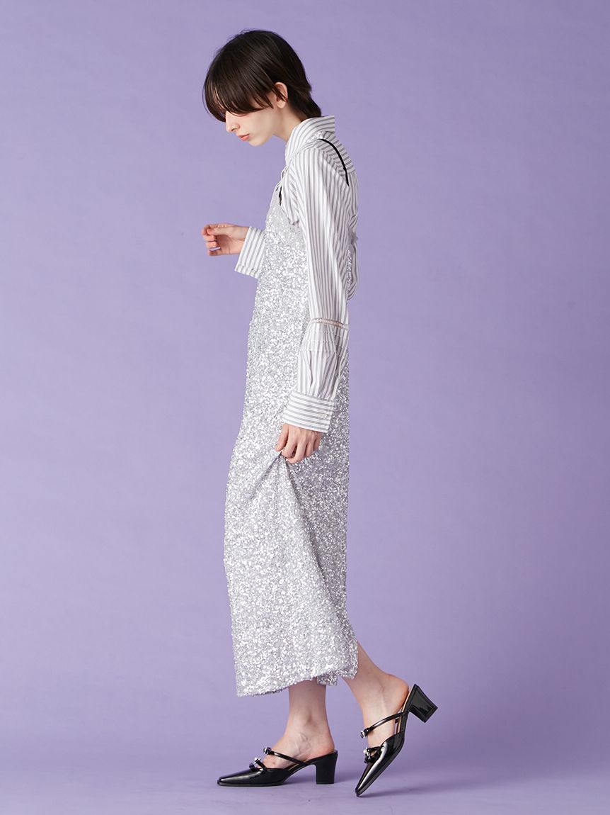 L.B CANDY STOCK]シャツコンビビジューワンピース(Hearts2Hearts着用