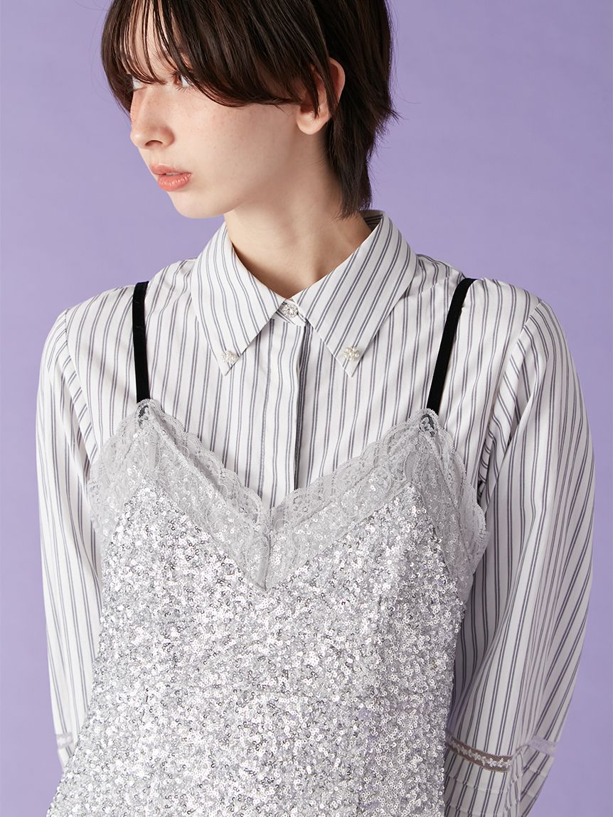 L.B CANDY STOCK]シャツコンビビジューワンピース(Hearts2Hearts着用