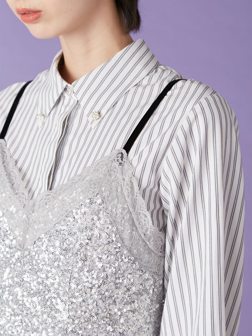 L.B CANDY STOCK]シャツコンビビジューワンピース(Hearts2Hearts着用