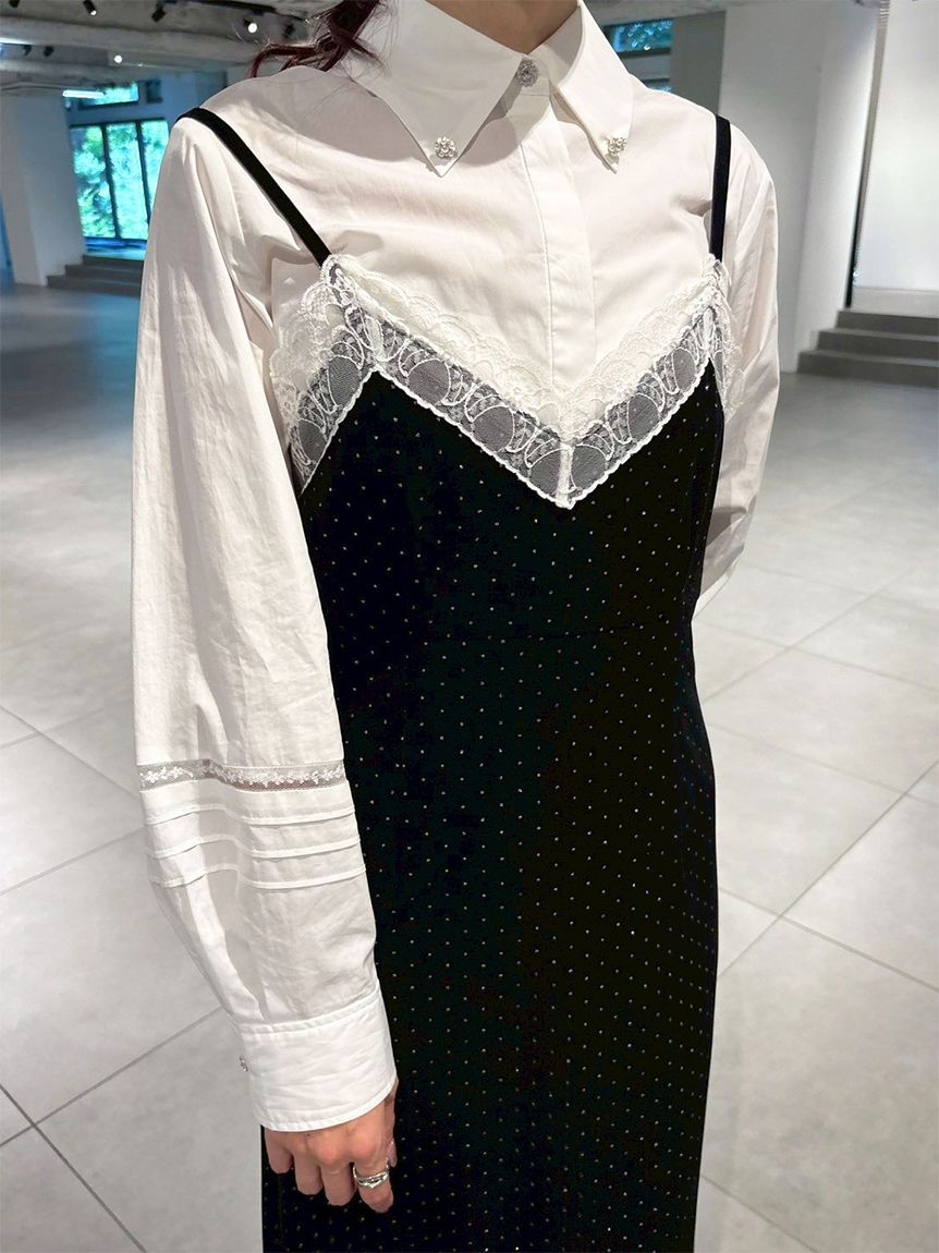 L.B CANDY STOCK]シャツコンビビジューワンピース(Hearts2Hearts着用