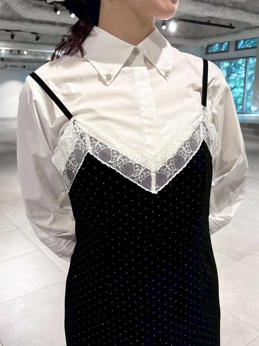 LILY BROWNリボンオフショルビジュードレス LILY BROWNリボンオフショルビジュードレス