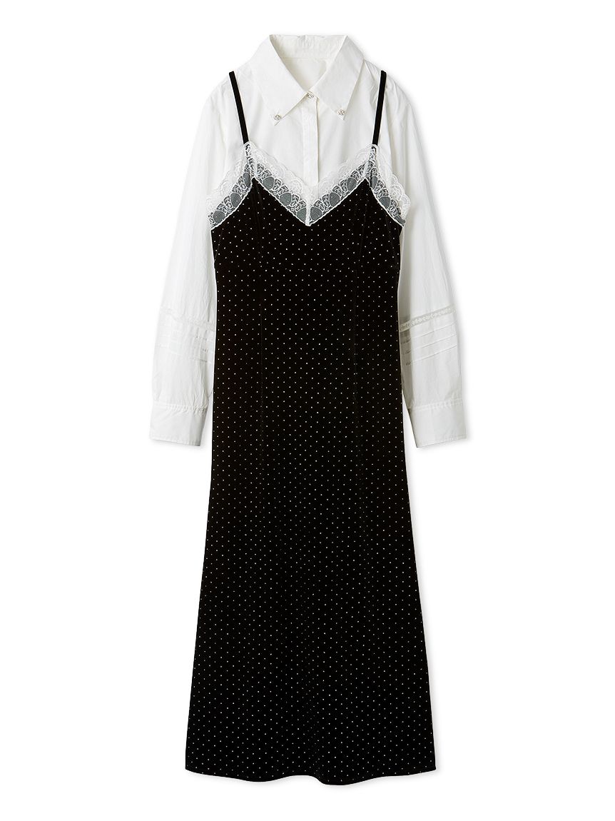 L.B CANDY STOCK]シャツコンビビジューワンピース(Hearts2Hearts着用