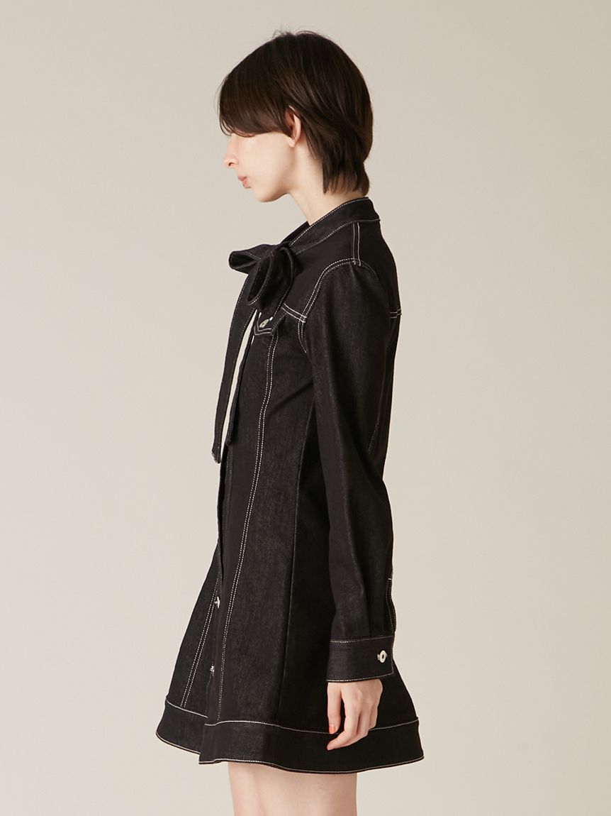 ボウタイデニムミニワンピース(ミニワンピース)｜ワンピース｜LILY