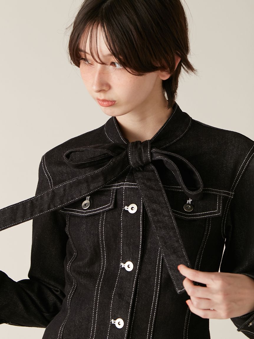 ボウタイデニムミニワンピース(ミニワンピース)｜ワンピース｜LILY