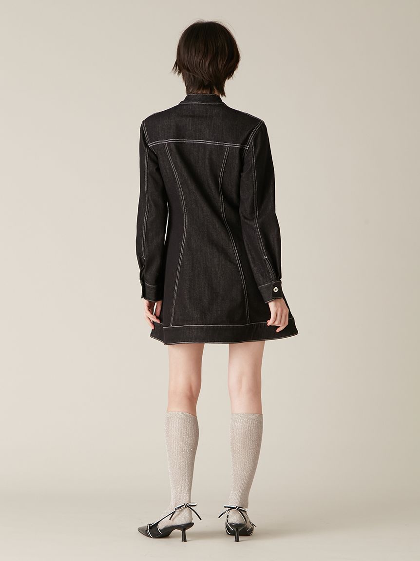 ボウタイデニムミニワンピース(ミニワンピース)｜ワンピース｜LILY