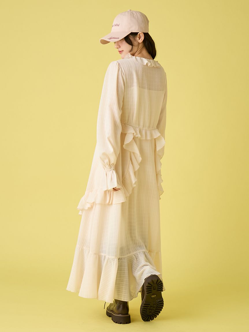 リリーブラウン LILY BROWN ティアードフリルキャミワンピース白1 新品 フリルガウンピース(マキシ・ロングワンピース)｜ワンピース｜LILY