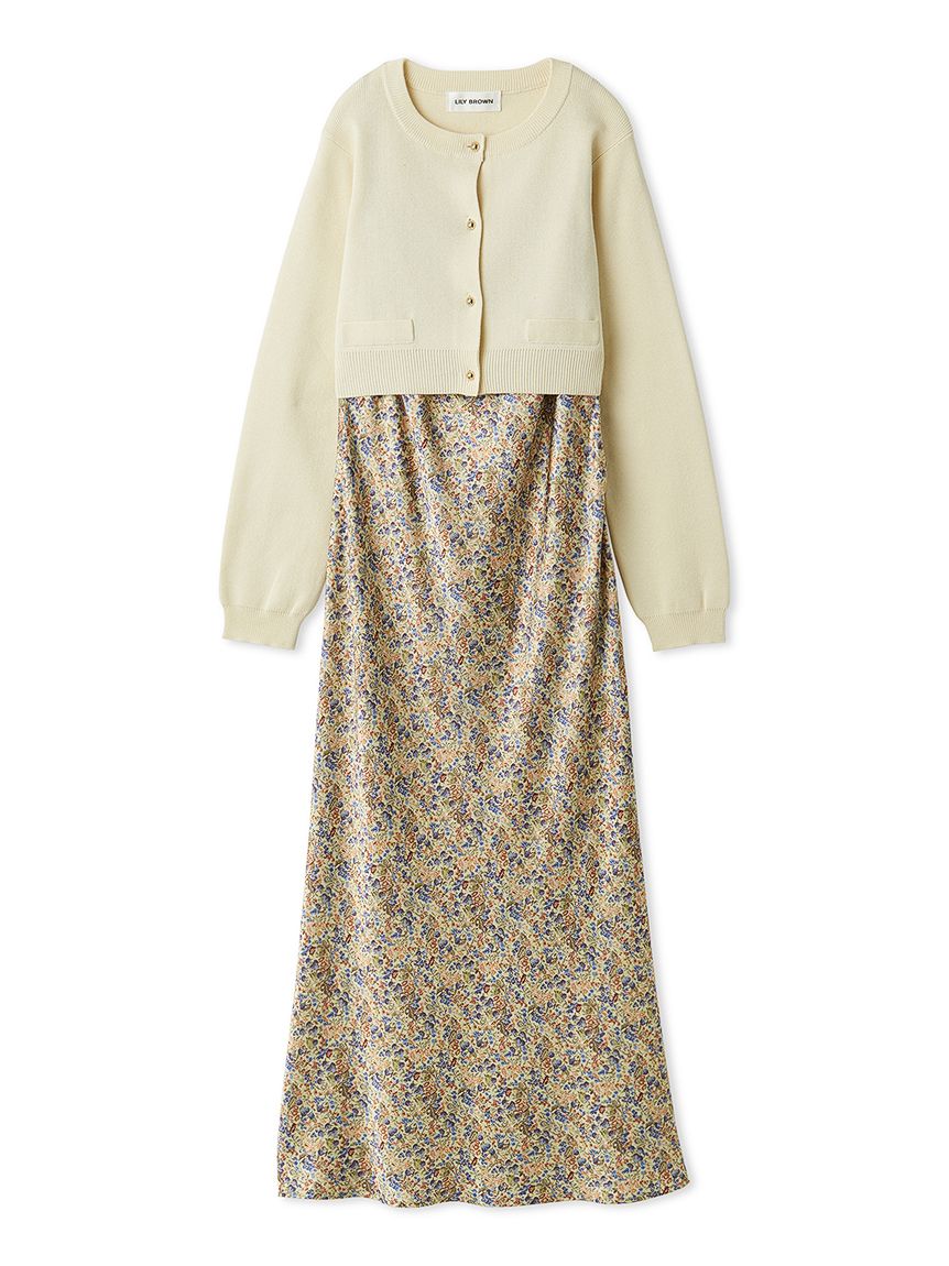 カーデセットプリントキャミワンピース(マキシ・ロングワンピース