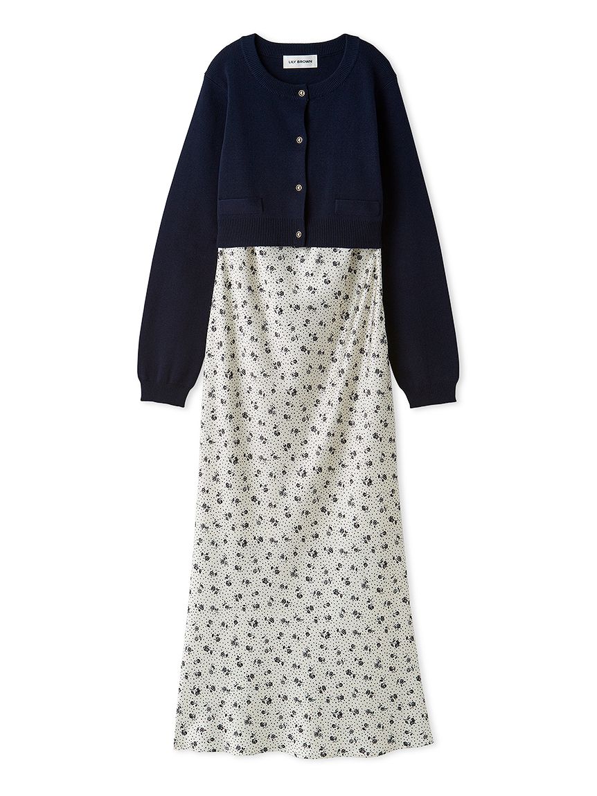 カーデセットプリントキャミワンピース(マキシ・ロングワンピース