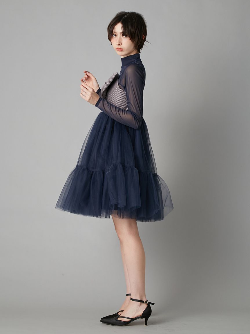 フロントリボンチュールミニドレス(ドレス)｜ワンピース｜LILY BROWN