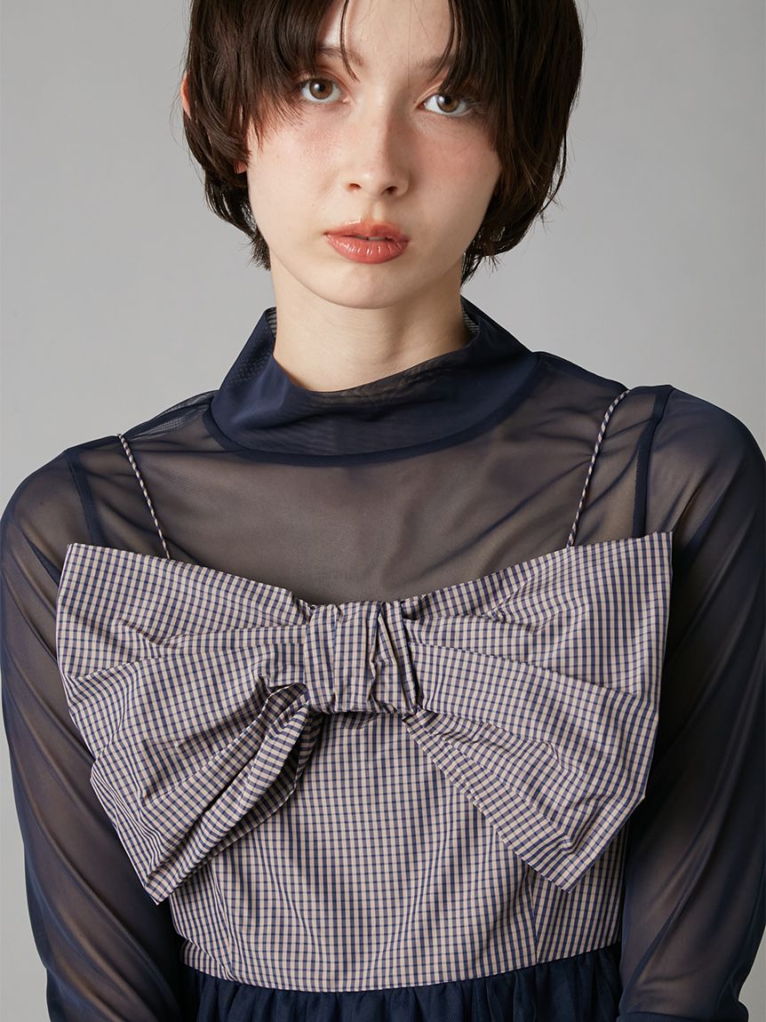 フロントリボンチュールミニドレス(ドレス)｜ワンピース｜LILY BROWN