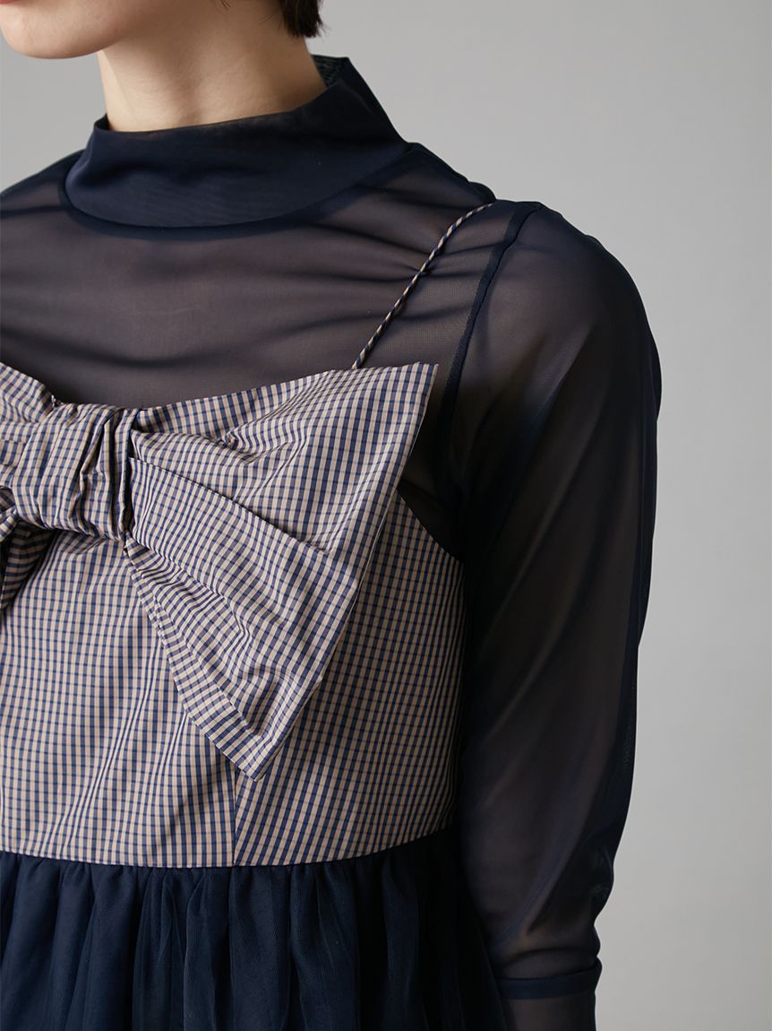 フロントリボンチュールミニドレス(ドレス)｜ワンピース｜LILY BROWN