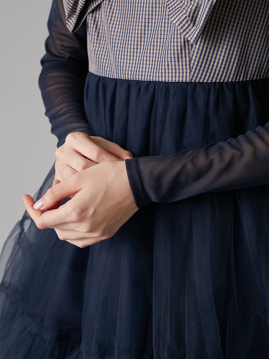 フロントリボンチュールミニドレス(ドレス)｜ワンピース｜LILY BROWN