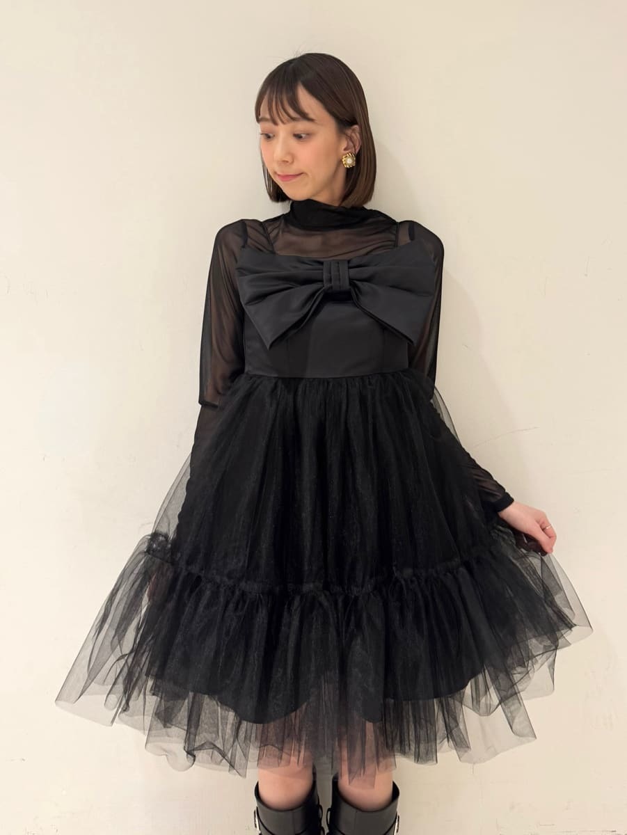フロントリボンチュールミニドレス(ドレス)｜ワンピース｜LILY BROWN