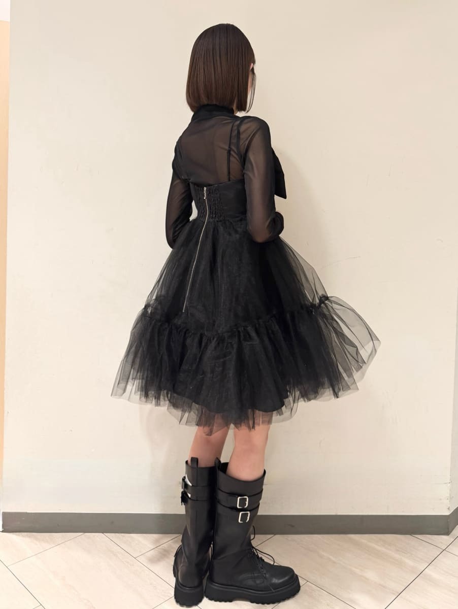 フロントリボンチュールミニドレス(ドレス)｜ワンピース｜LILY BROWN