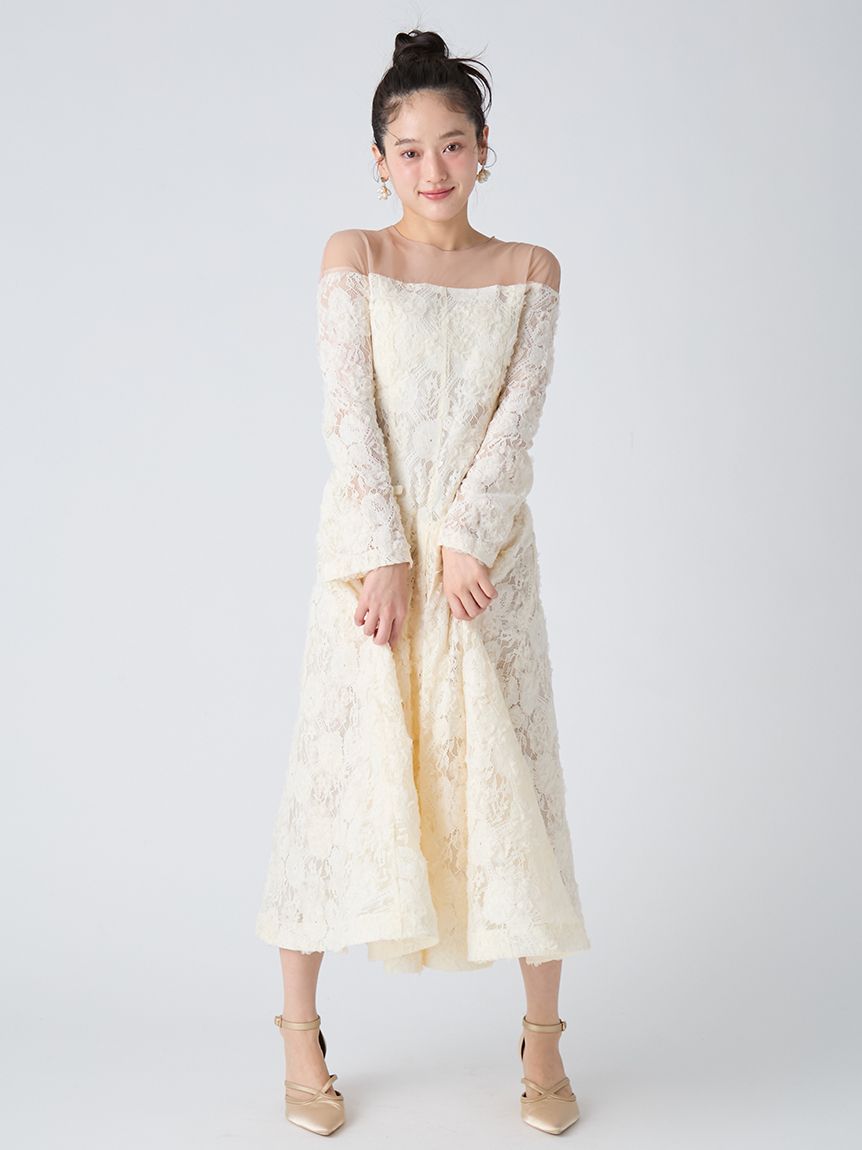 シアーオフショルダーボリュームワンピース(ドレス)｜ワンピース｜LILY