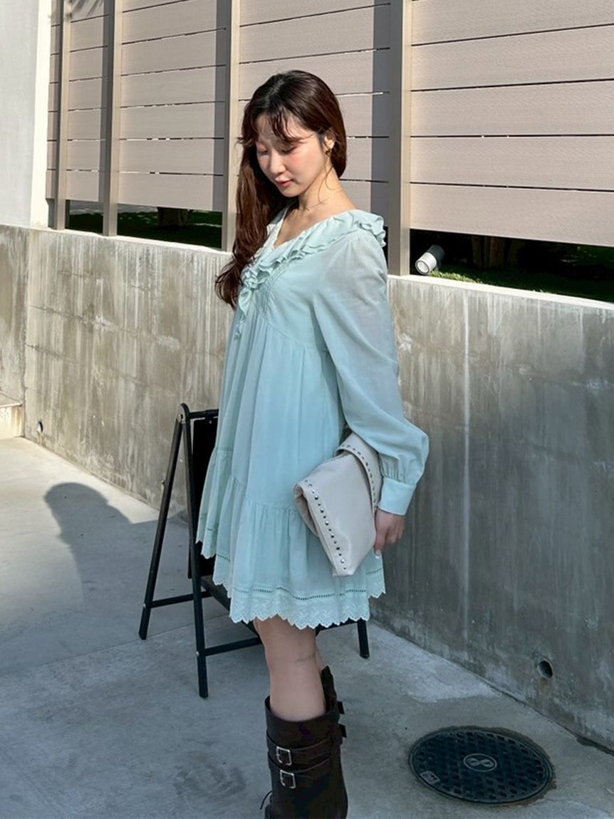 コットンレースミニワンピース(ミニワンピース)｜ワンピース｜LILY