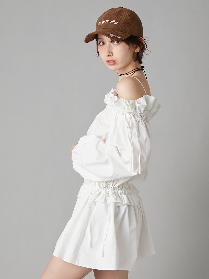 デコルテフリルミニロンパース(オールインワン)｜ワンピース｜LILY