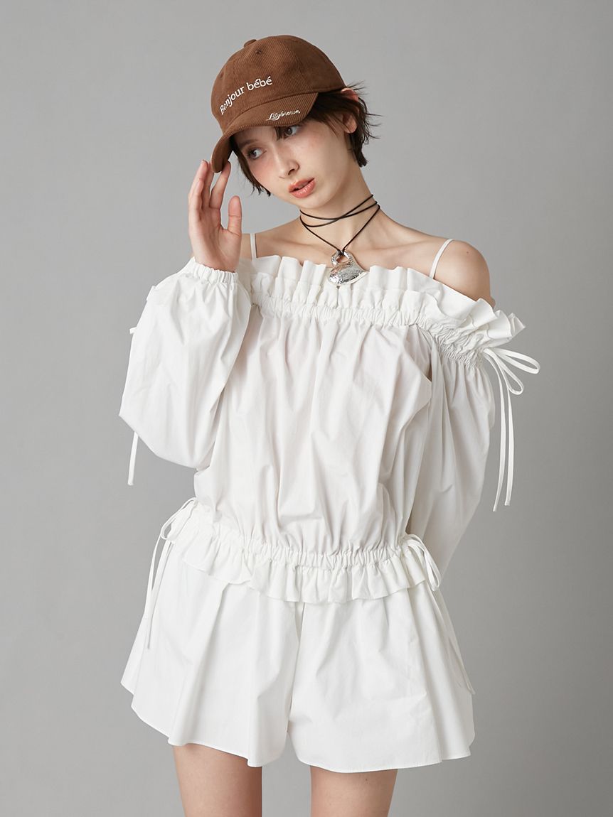 デコルテフリルミニロンパース(オールインワン)｜ワンピース｜LILY