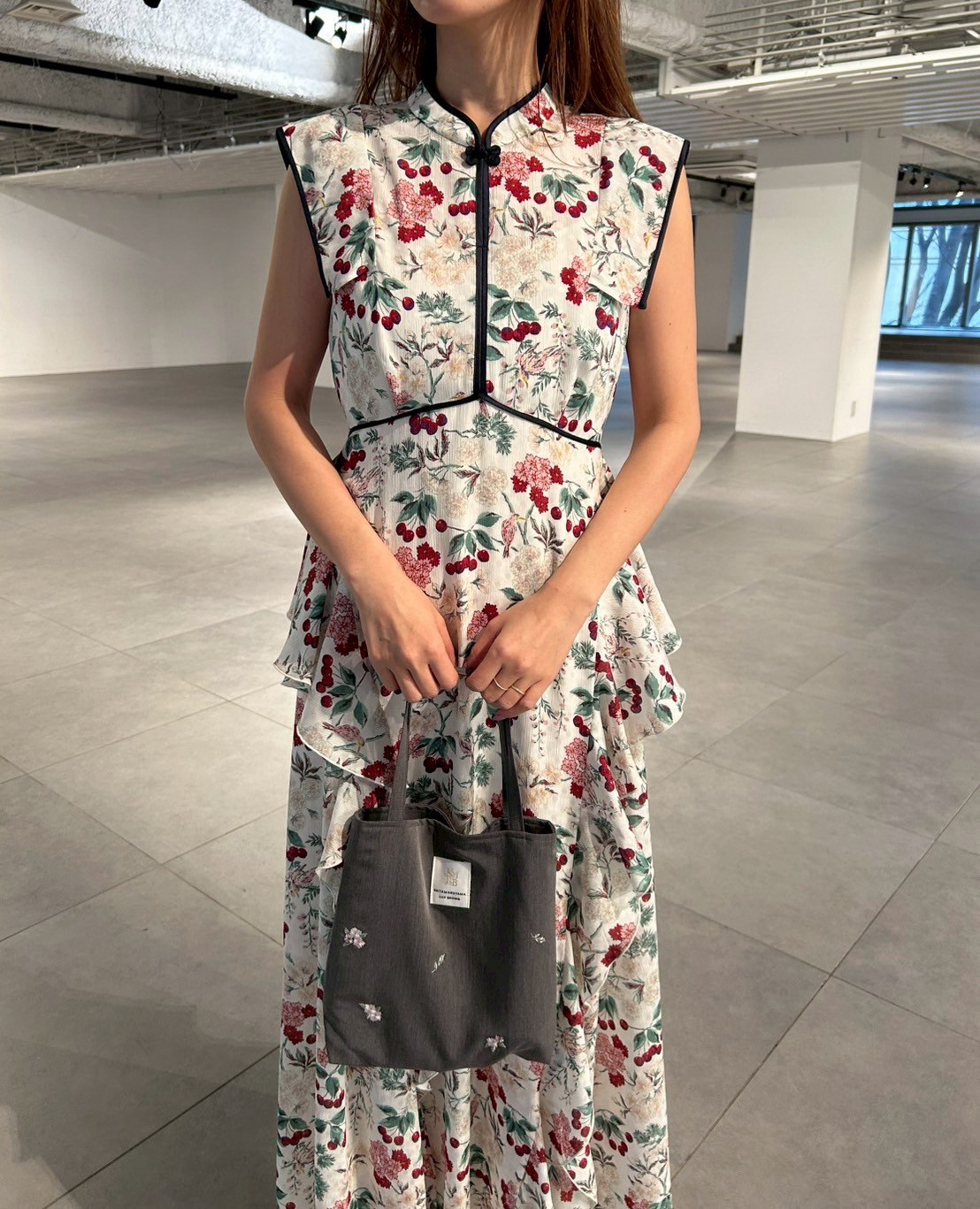 LILY BROWN×KEITA MARUYAMA】ボタニカルチェリー柄ワンピース(マキシ