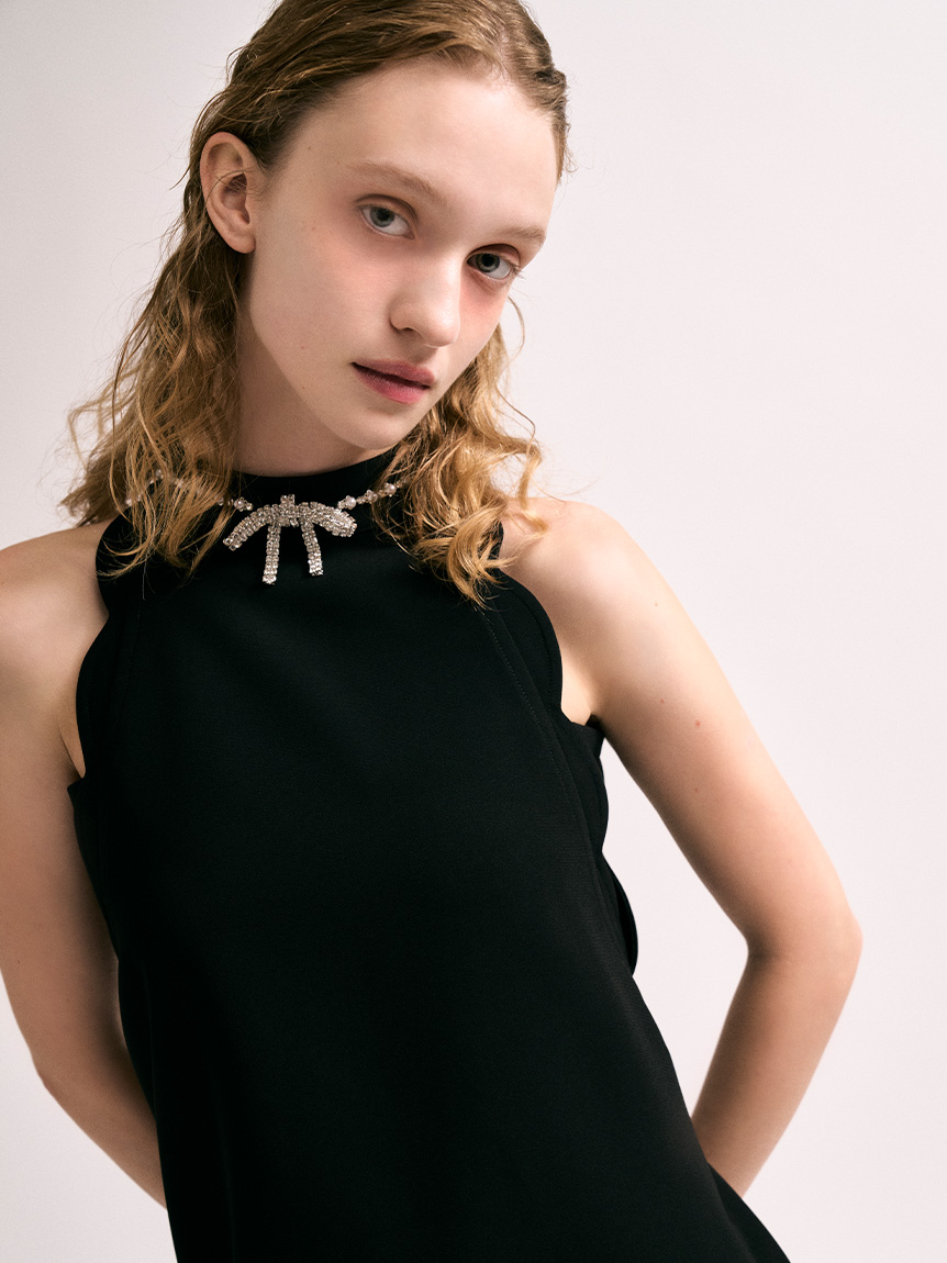 L.B CANDY STOCK]リボンビジュースカラップミニワンピース(ミニ