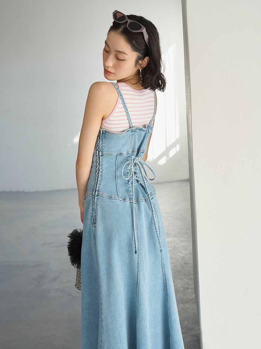 【新品・美品】LILY BROWN フード付きワンピース ライトブルー LILY BROWN リリーブラウン Lily Brown フレアデニムワンピース