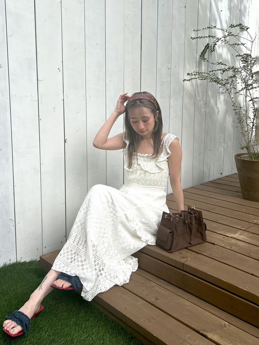 【Lilly Brown】レースロングワンピース LILY BROWN リリーブラウン Lily Brown 起毛レースワンピース
