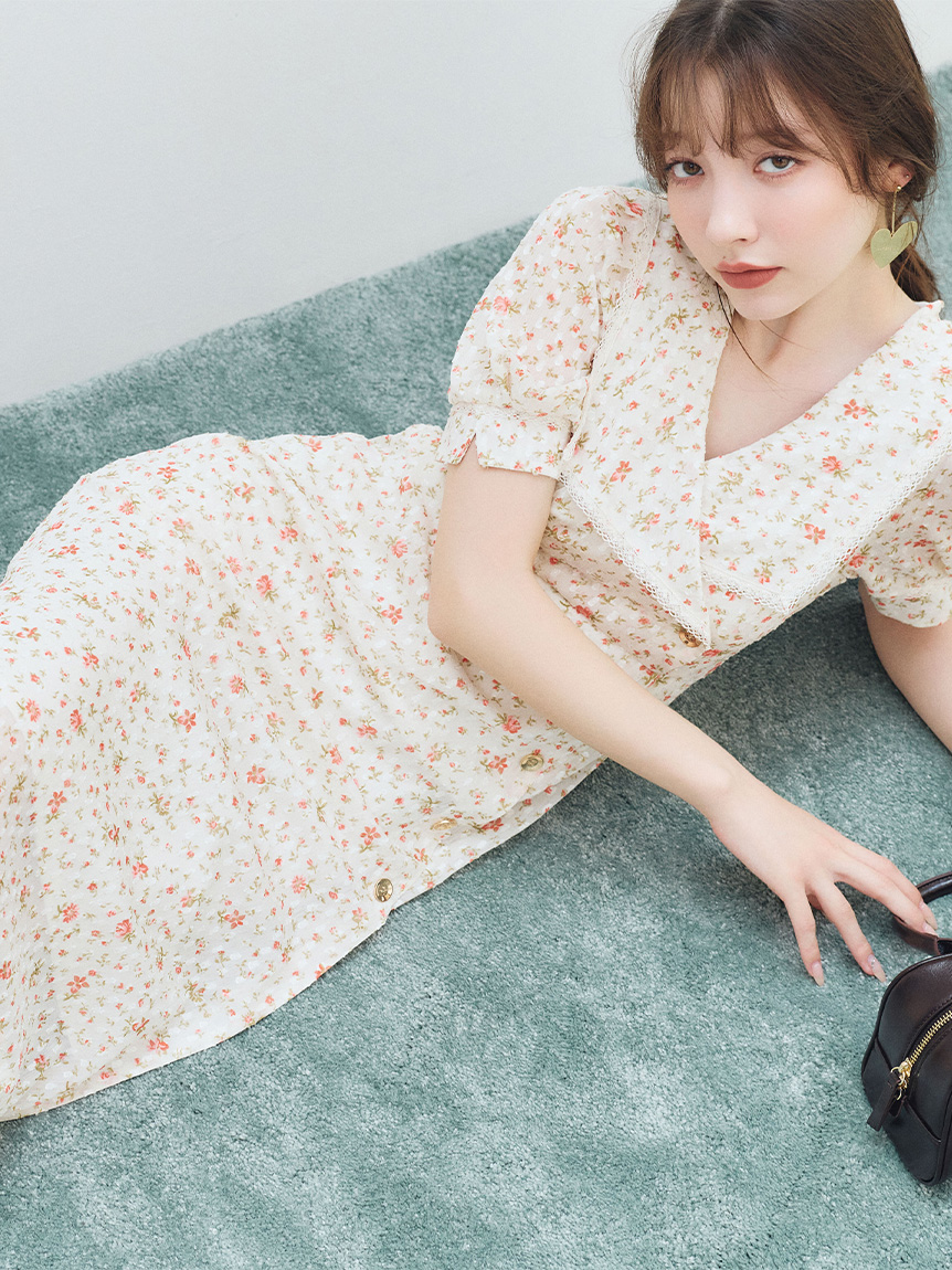 フラワープリントワンピース(ロングワンピース)｜ONE PIECE｜LILY