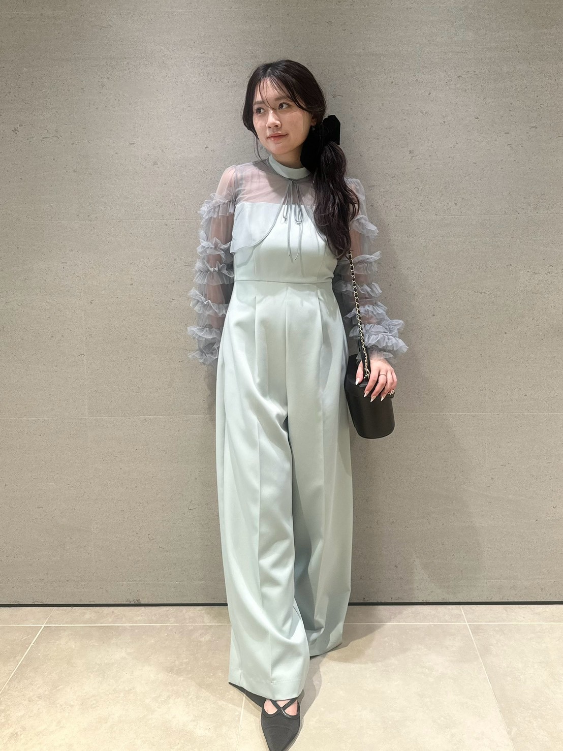 みゆくです HYEON へヨン リボンショルダー オールインワン ライト