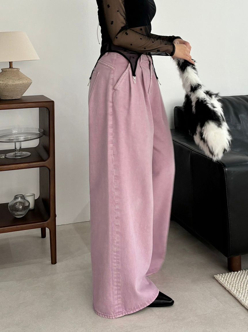 WEB限定00サイズあり】タックワイドデニムパンツ(デニムパンツ