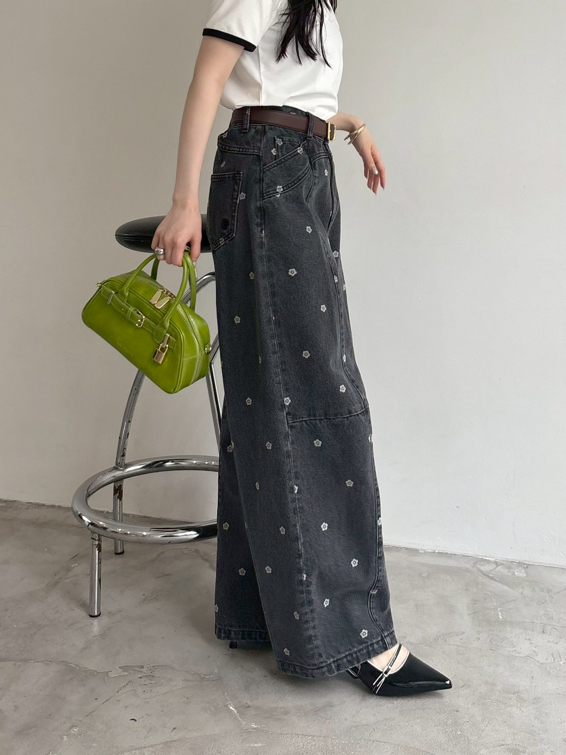 LILY BROWN MARY QUANT デイジー柄ワイドパンツ WEB限定】【LILY BROWN×MARY QUANT】デイジー柄ワイドデニム