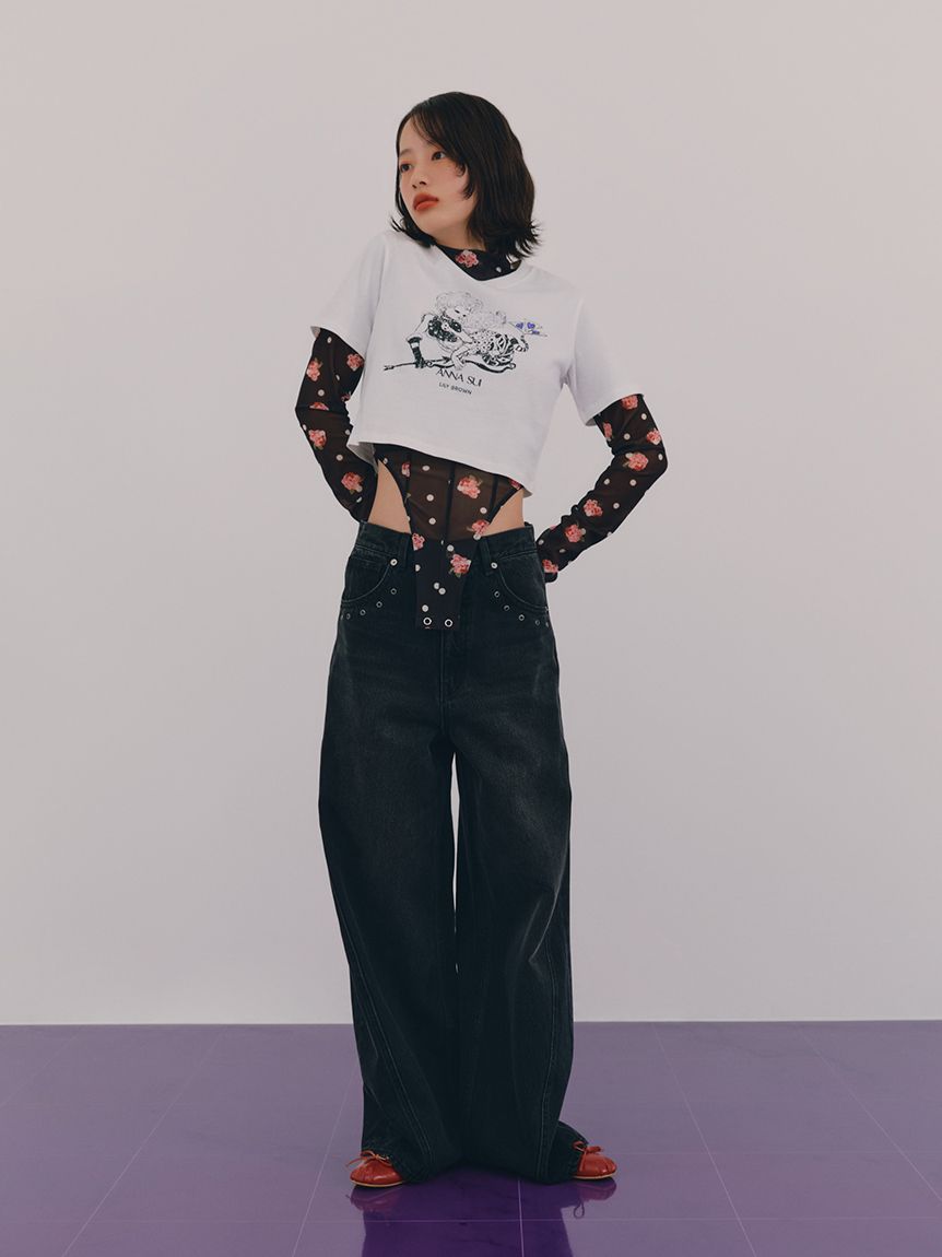 LILY BROWN × ANNA SUI】ワイドデニムパンツ(デニムパンツ