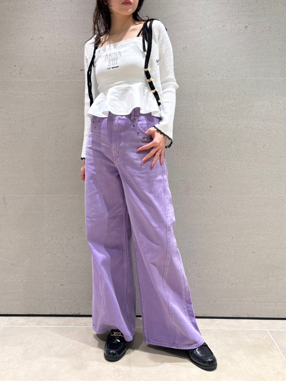 LILY BROWN × ANNA SUI】ワイドデニムパンツ(デニムパンツ