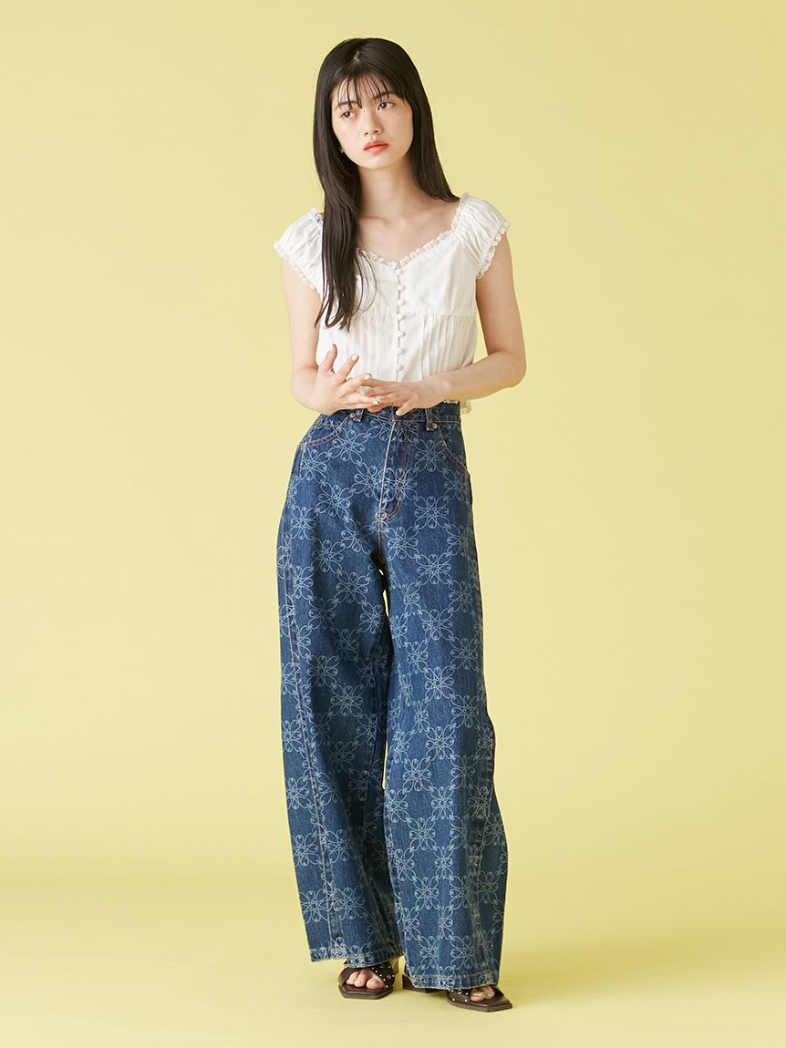 最高の品質 WEB限定00サイズ】ルーズフィットワイドデニムパンツ(デニム パンツ