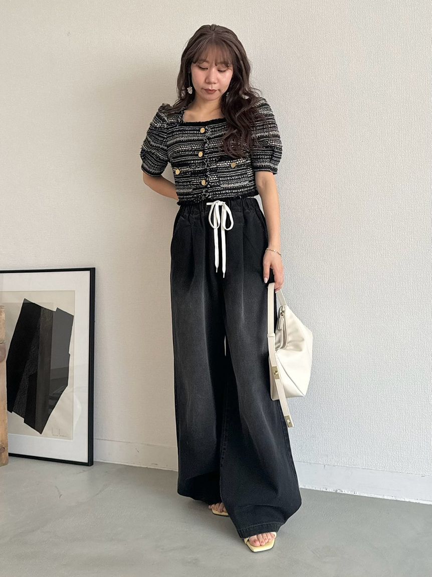WEB限定00サイズ】ワイドレッグイージーデニムパンツ(デニム