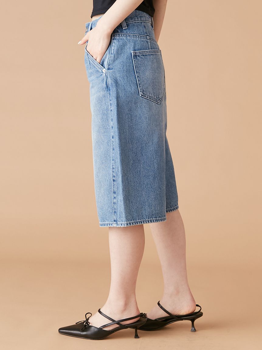 カーブドロストハーフデニムパンツ(ワイドパンツ)｜パンツ｜LILY