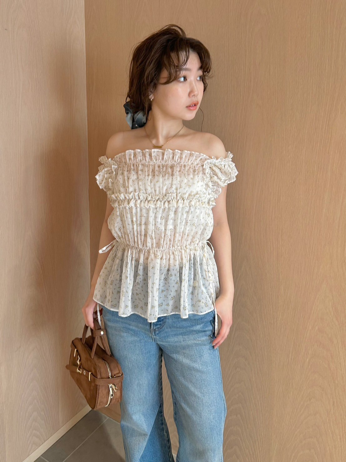 B00775 リリーブラウンLILIY BROWN スティッチストレートパンツ