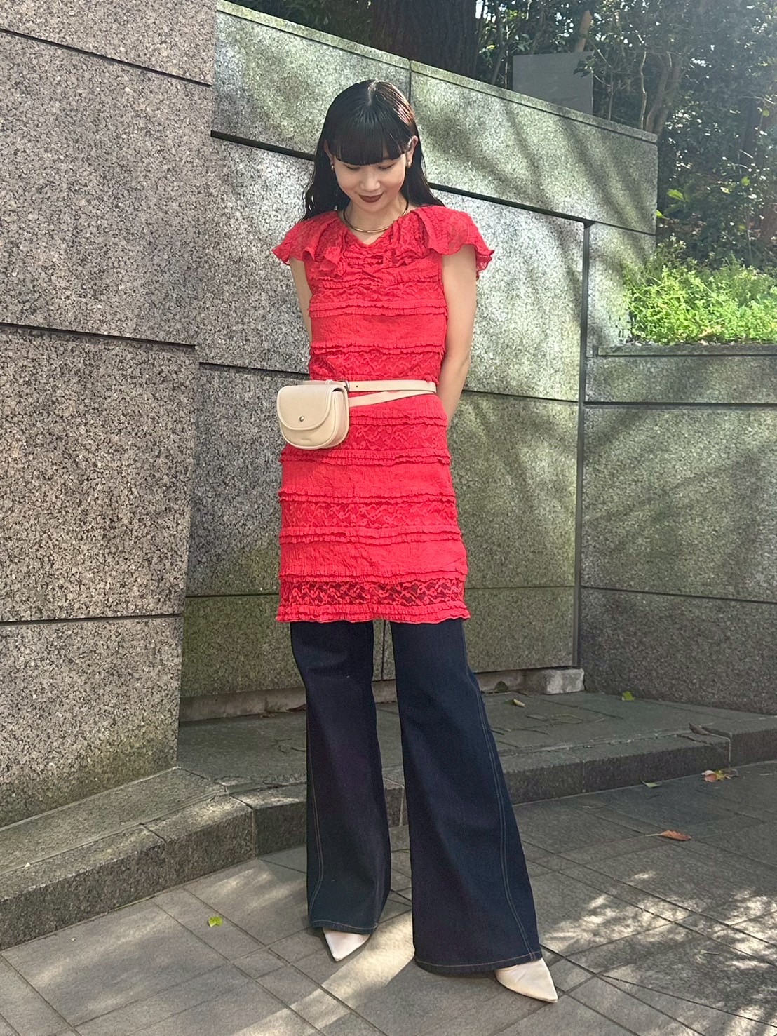 B00775 リリーブラウンLILIY BROWN スティッチストレートパンツ