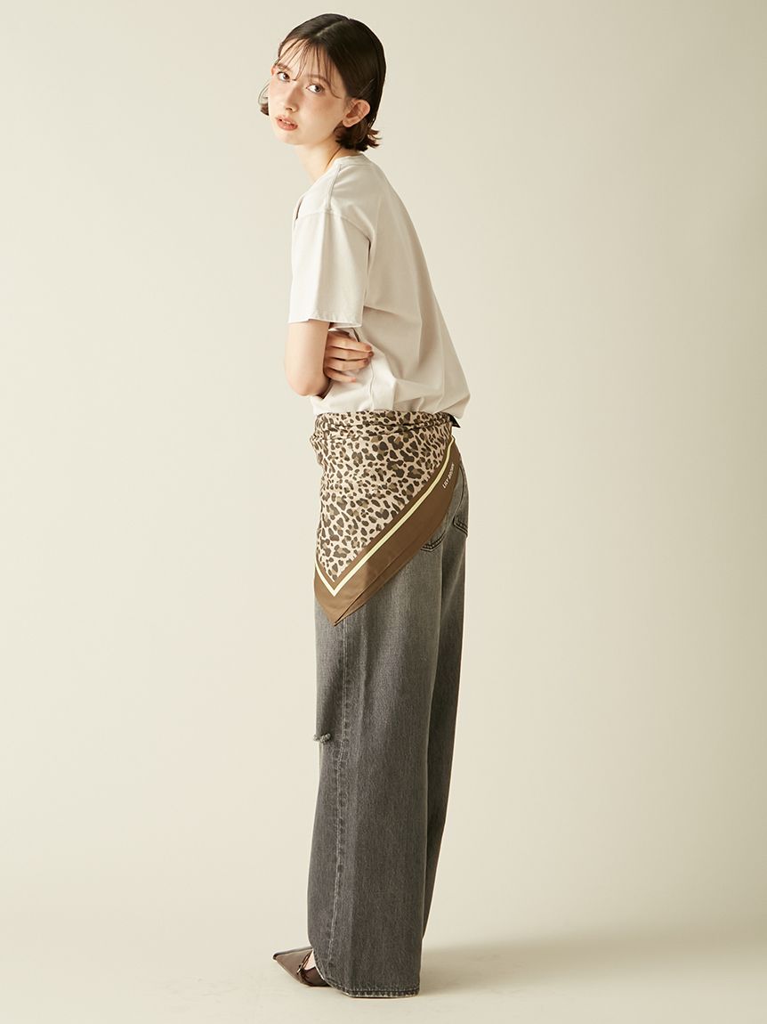 WEB限定00サイズ】ステップウエストワイドデニムパンツ(デニムパンツ