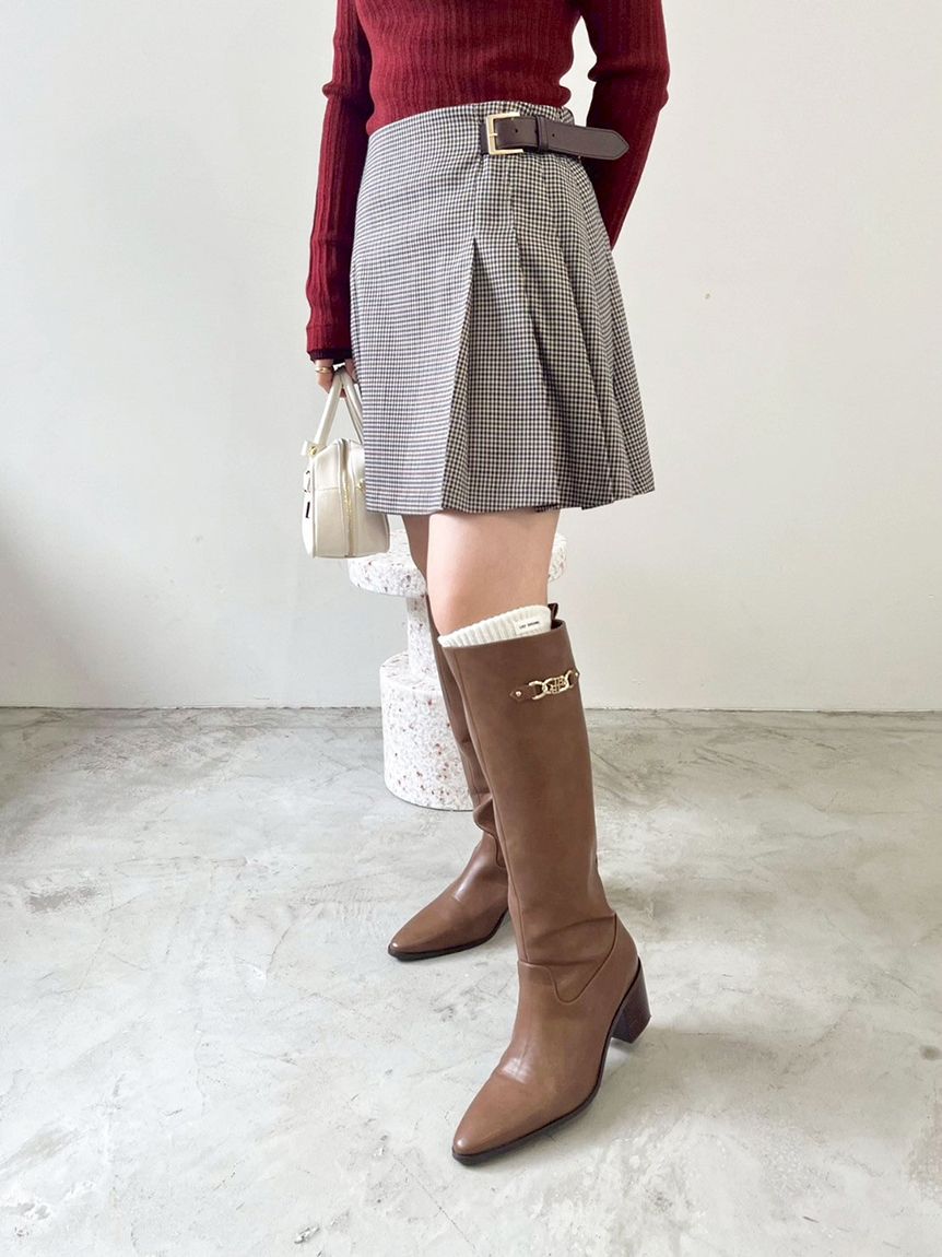 STANDREWS ブラウン スカート Mystrada サイド釦ハイウエストスカート （ブラウン